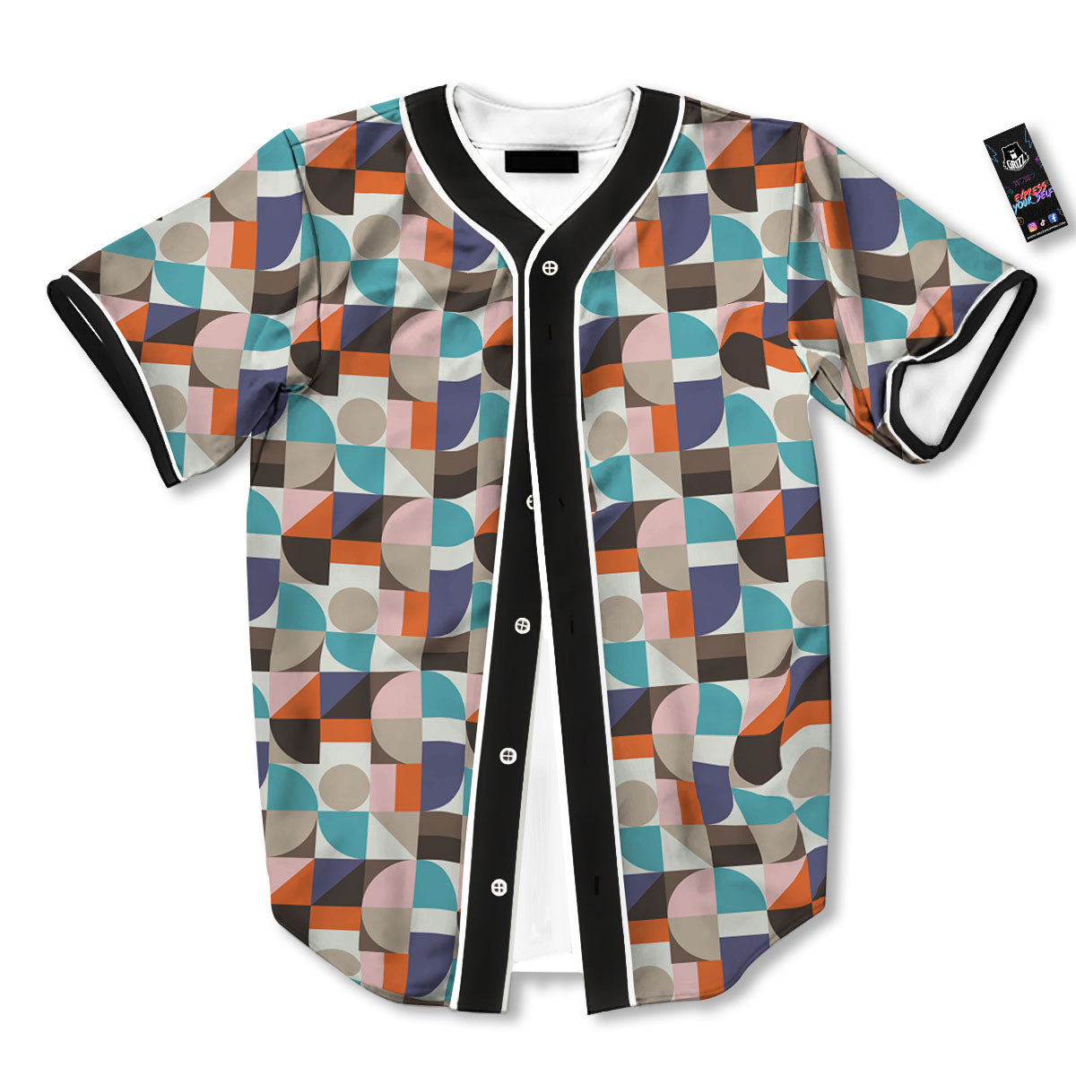 Geometric Shape Pastel Print Pattern Baseball Jersey-grizzshop
