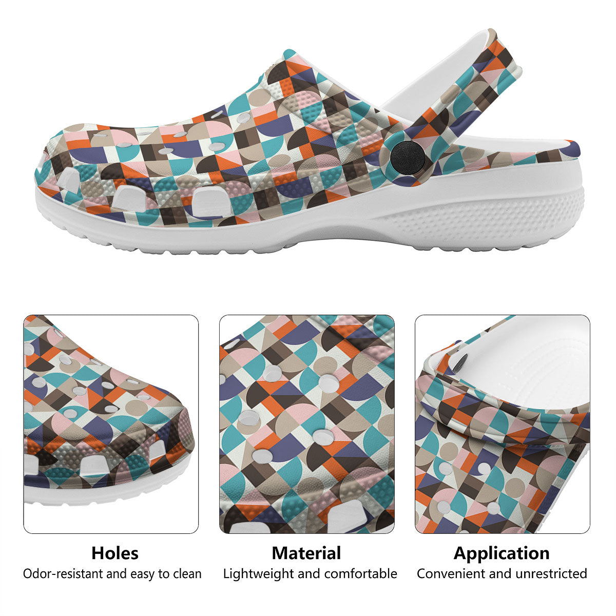 Geometric Shape Pastel Print Pattern Clog-grizzshop