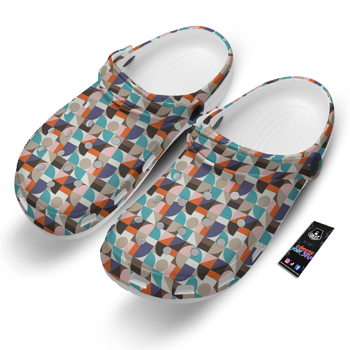 Geometric Shape Pastel Print Pattern Clog-grizzshop