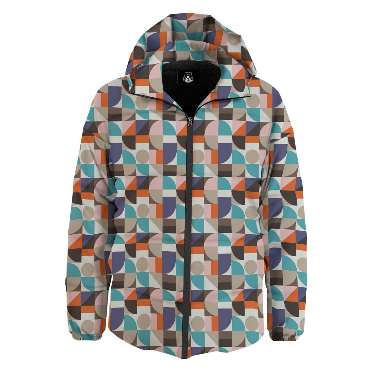 Geometric Shape Pastel Print Pattern Down Jacket-grizzshop