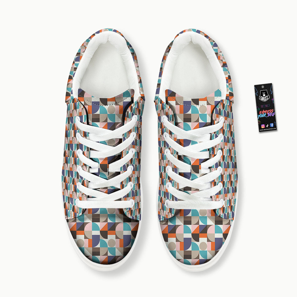 Geometric Shape Pastel Print Pattern Platform Shoes-grizzshop