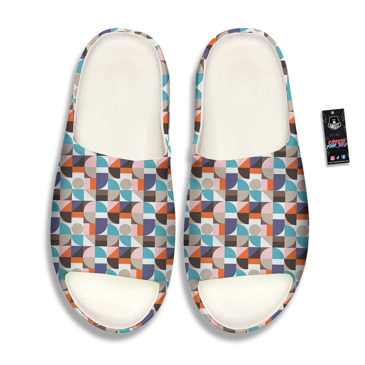 Geometric Shape Pastel Print Pattern Sandals-grizzshop