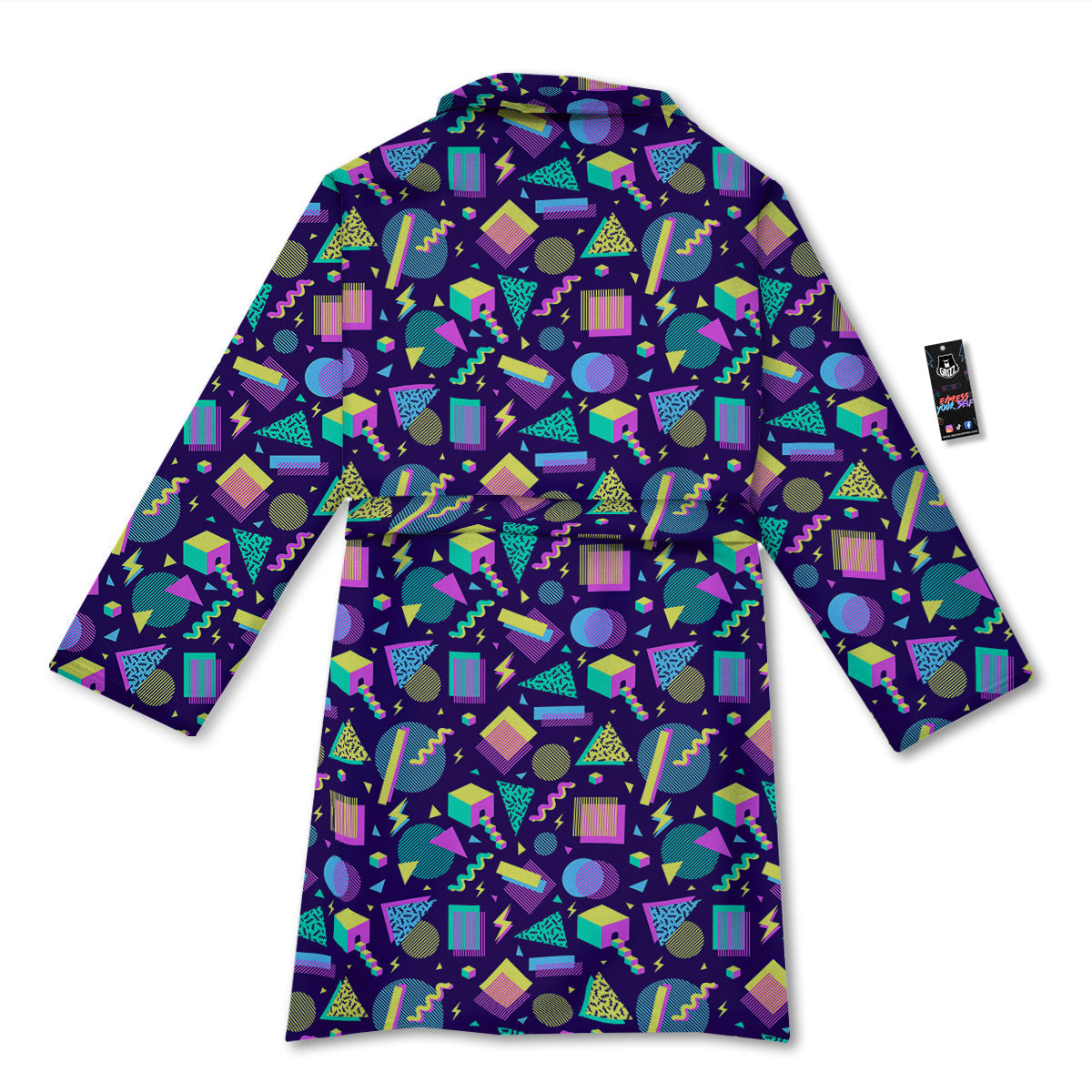 Geometric Shapes Neon Print Pattern Bathrobe-grizzshop