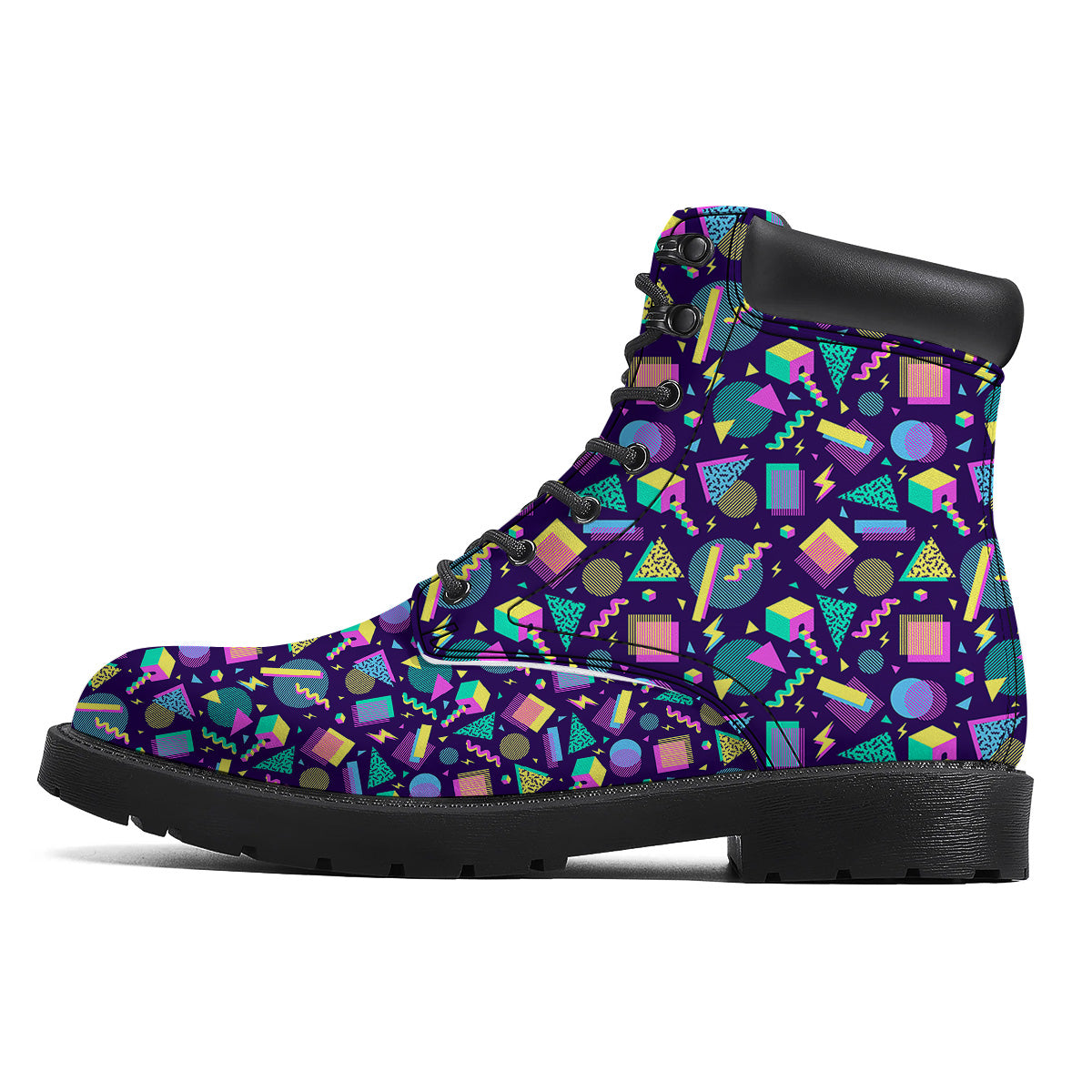 Geometric Shapes Neon Print Pattern Boots-grizzshop