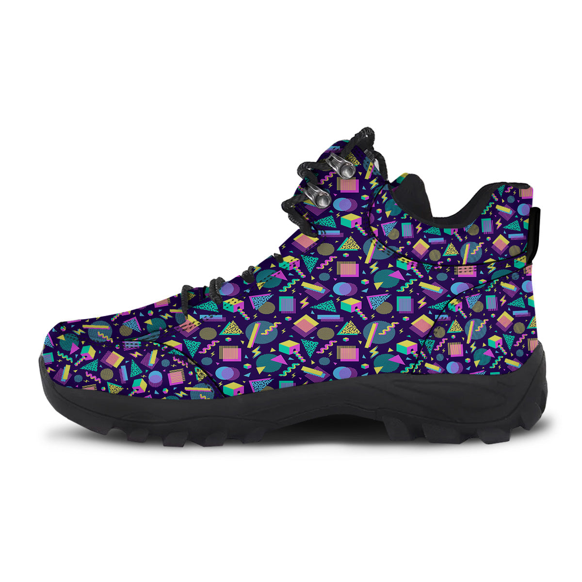 Geometric Shapes Neon Print Pattern Hiking Shoes-grizzshop