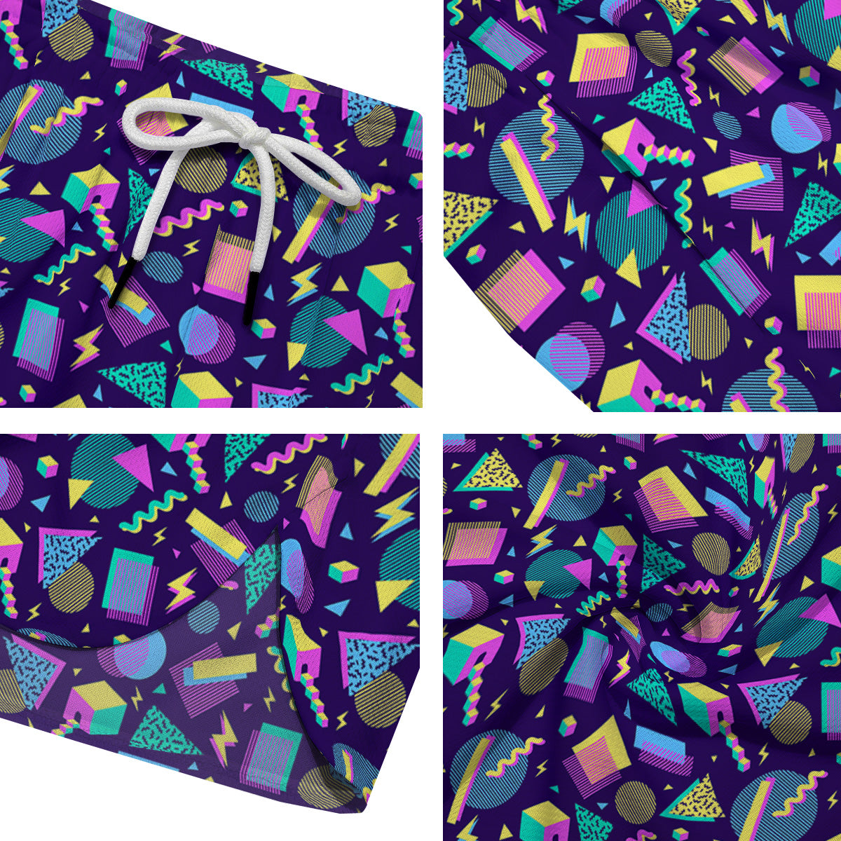 Geometric Shapes Neon Print Pattern Men's Running Shorts-grizzshop