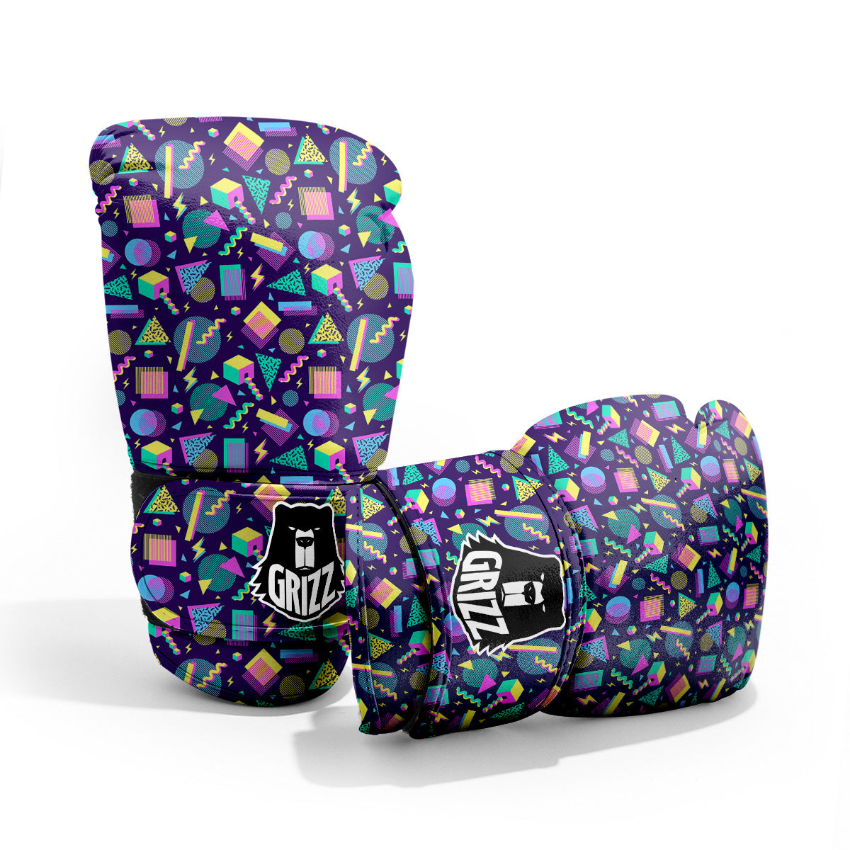 Geometric Shapes Neon Print Pattern Pro Boxing Glove