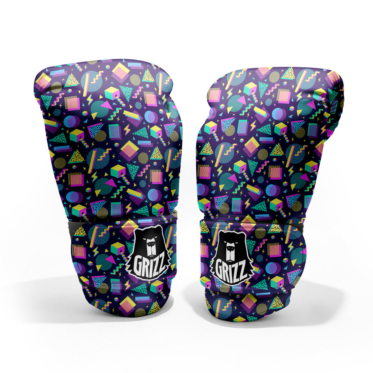 Geometric Shapes Neon Print Pattern Pro Boxing Glove