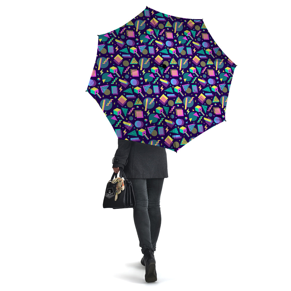 Geometric Shapes Neon Print Pattern Umbrella-grizzshop