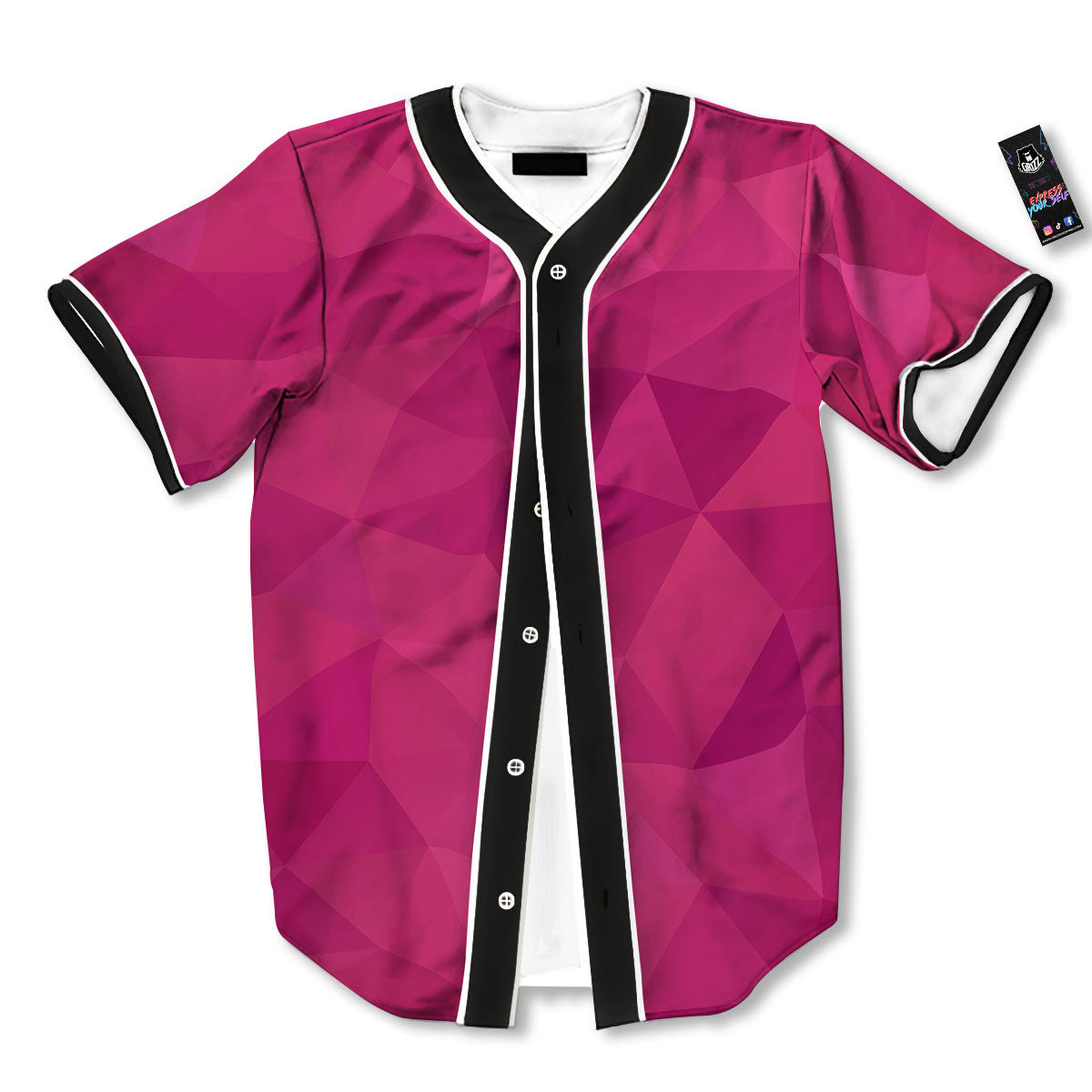 Geometric Square Pink Print Pattern Baseball Jersey-grizzshop