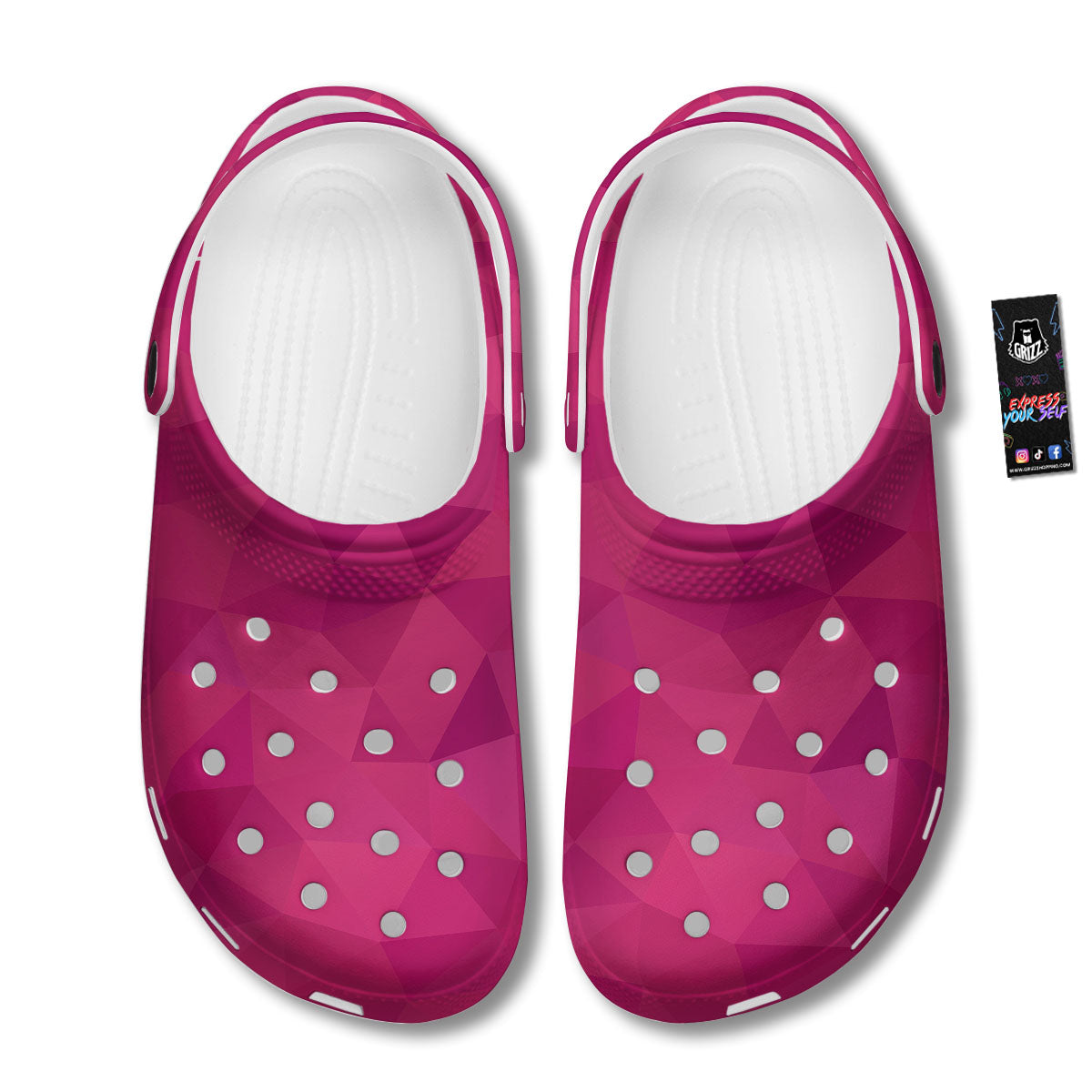 Geometric Square Pink Print Pattern Clog-grizzshop