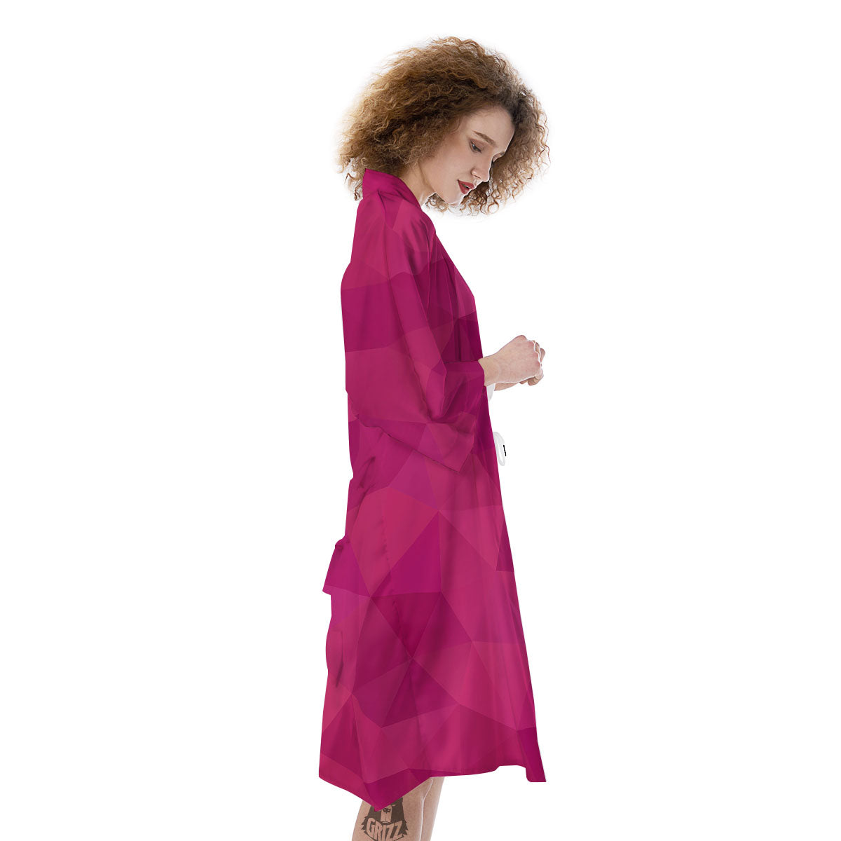 Geometric Square Pink Print Pattern Kimono-grizzshop