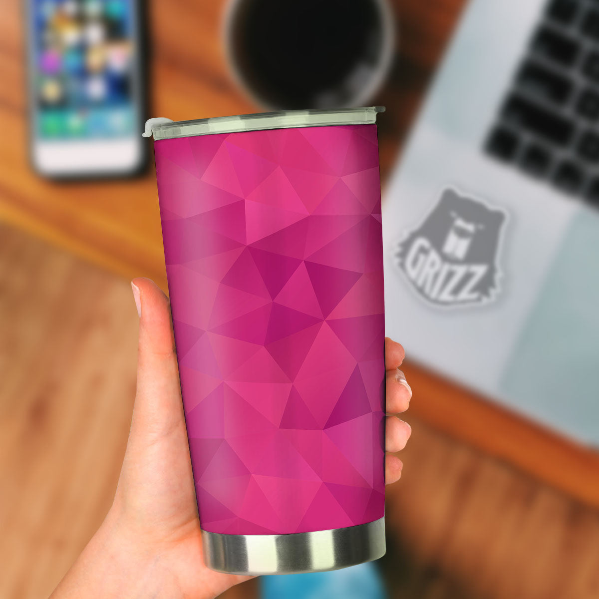 Geometric Square Pink Print Pattern Tumbler-grizzshop