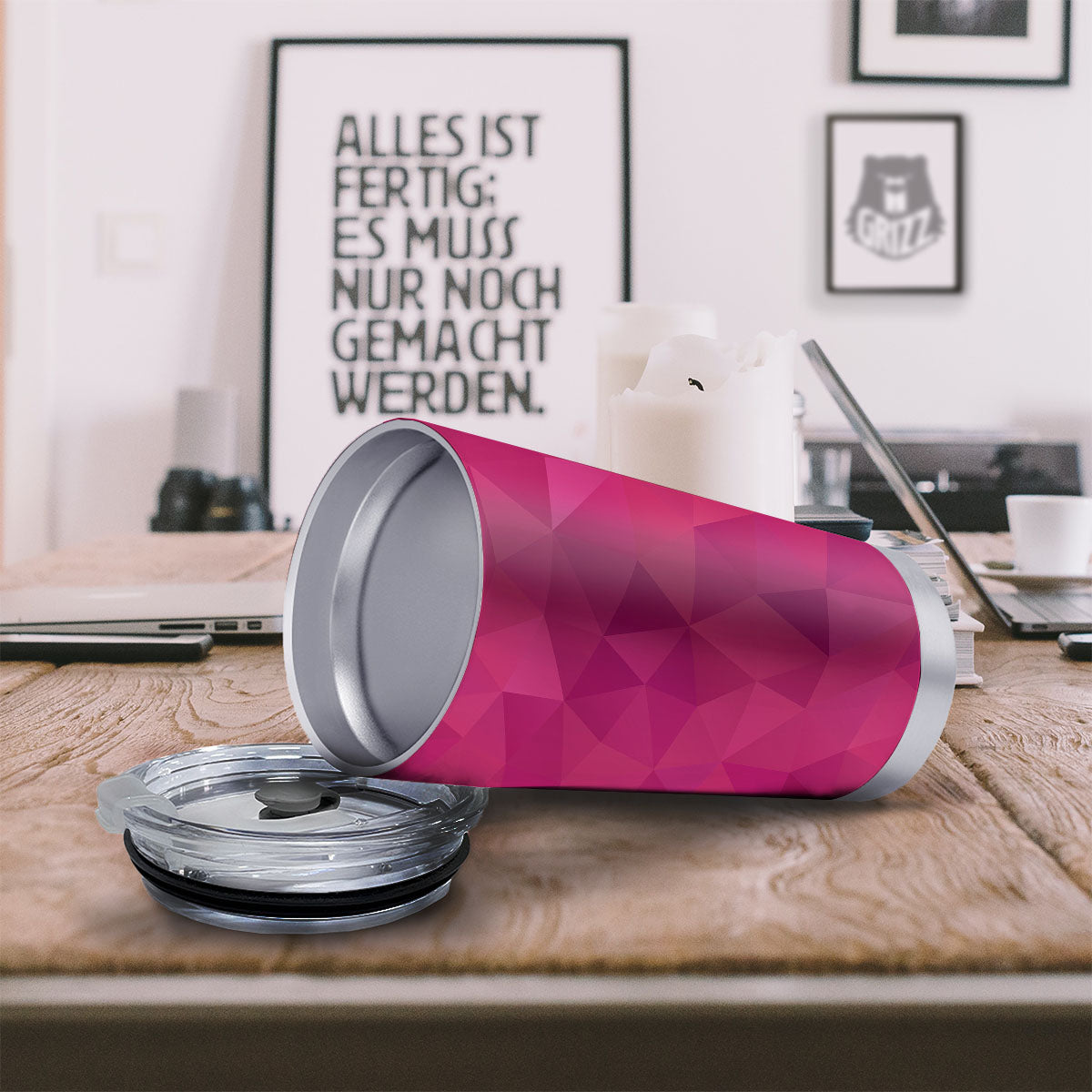Geometric Square Pink Print Pattern Tumbler-grizzshop