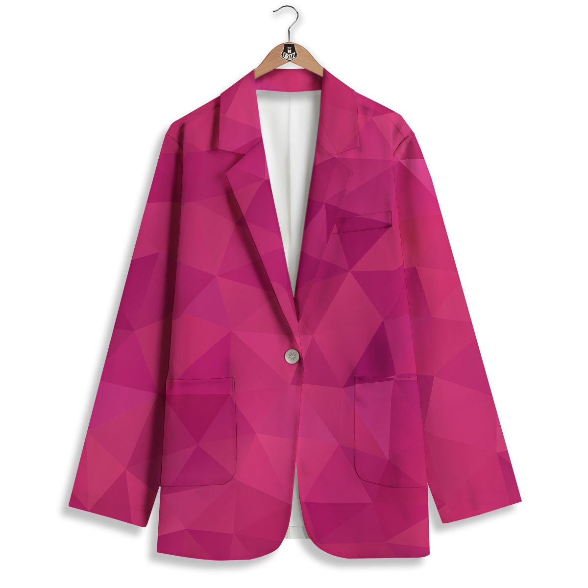 Geometric Square Pink Print Pattern Women's Blazer-grizzshop
