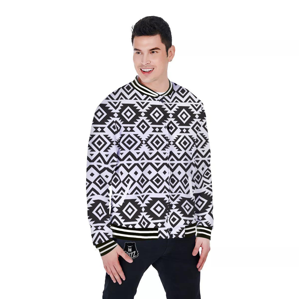 Geometric Tribal Aztec Print Pattern Baseball Jacket-grizzshop