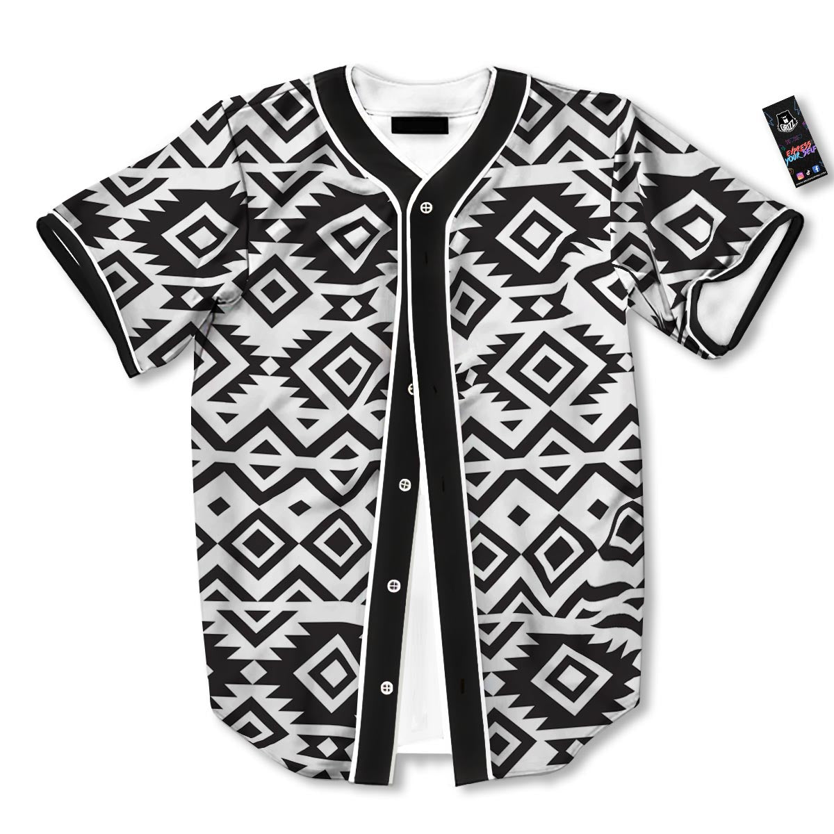 Geometric Tribal Aztec Print Pattern Baseball Jersey-grizzshop