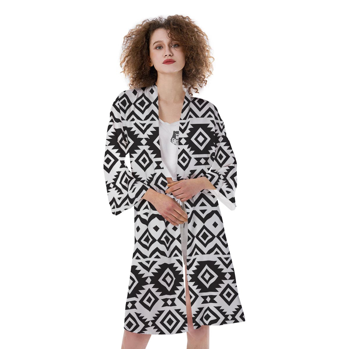 Geometric Tribal Aztec Print Pattern Kimono-grizzshop