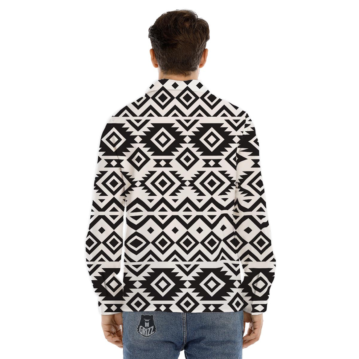 Geometric Tribal Aztec Print Pattern Men's Dress Shirts-grizzshop