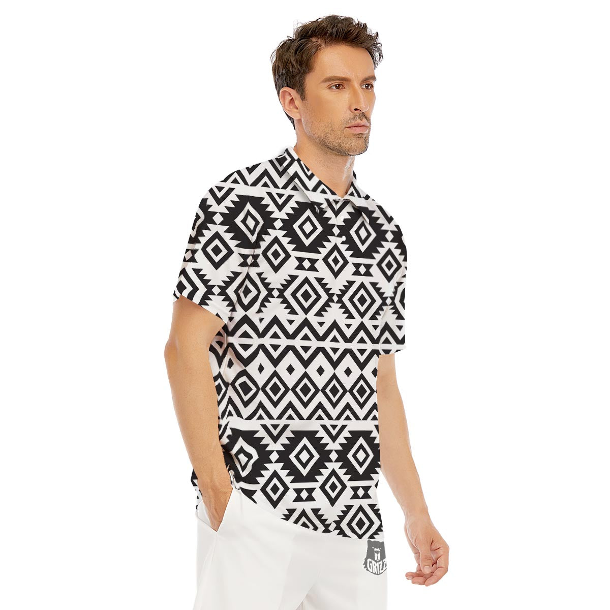 Geometric Tribal Aztec Print Pattern Men's Golf Shirts-grizzshop