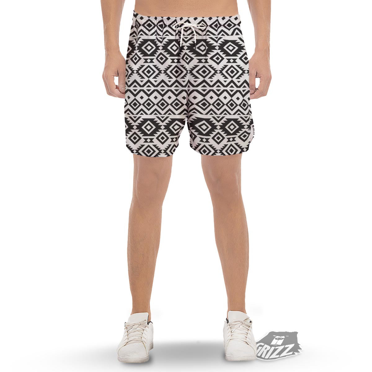 Geometric Tribal Aztec Print Pattern Men's Gym Shorts-grizzshop