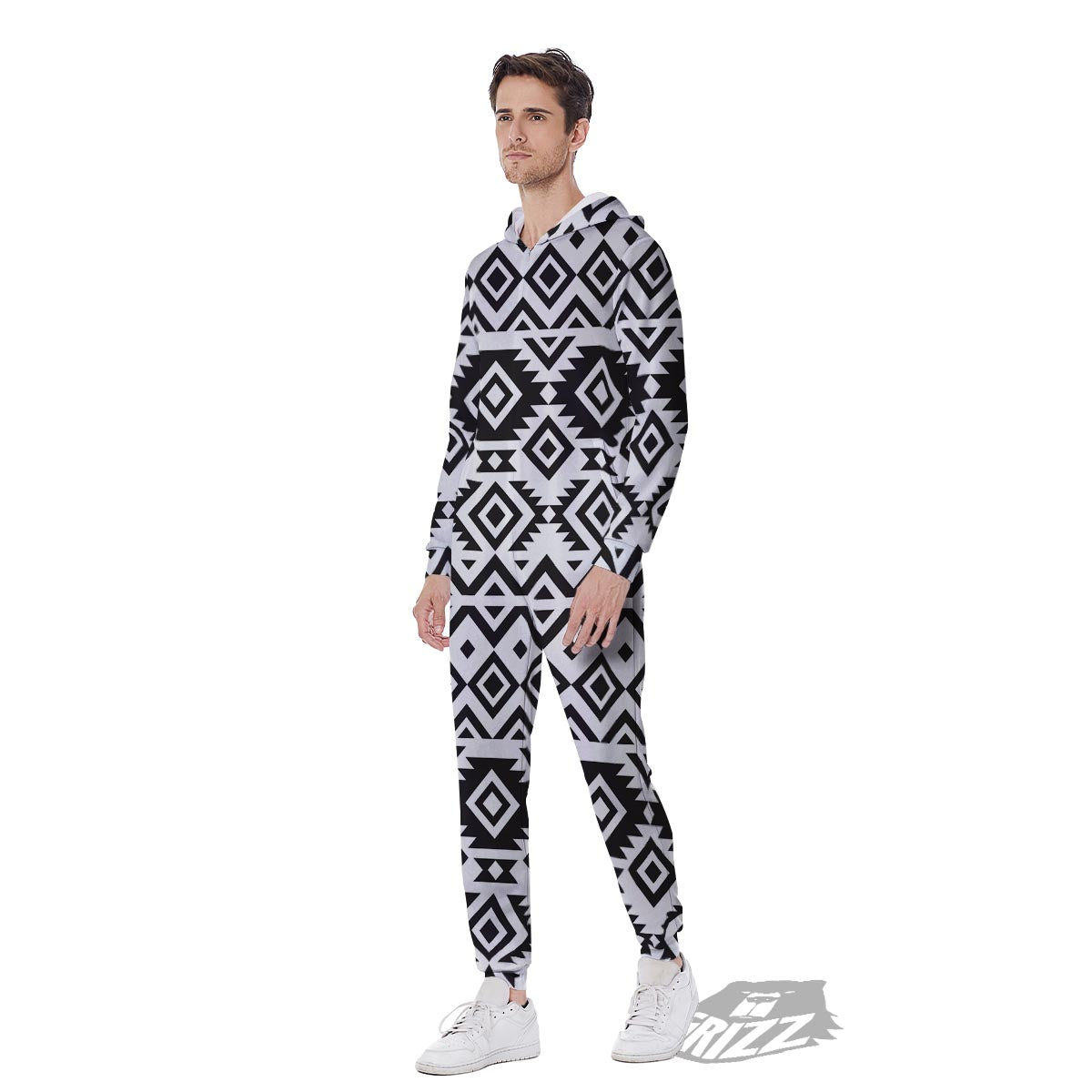 Geometric Tribal Aztec Print Pattern Men's Jumpsuit-grizzshop