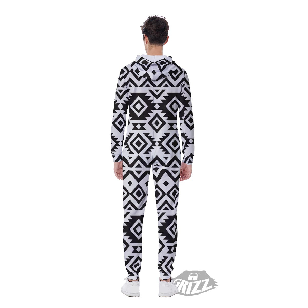 Geometric Tribal Aztec Print Pattern Men's Jumpsuit-grizzshop