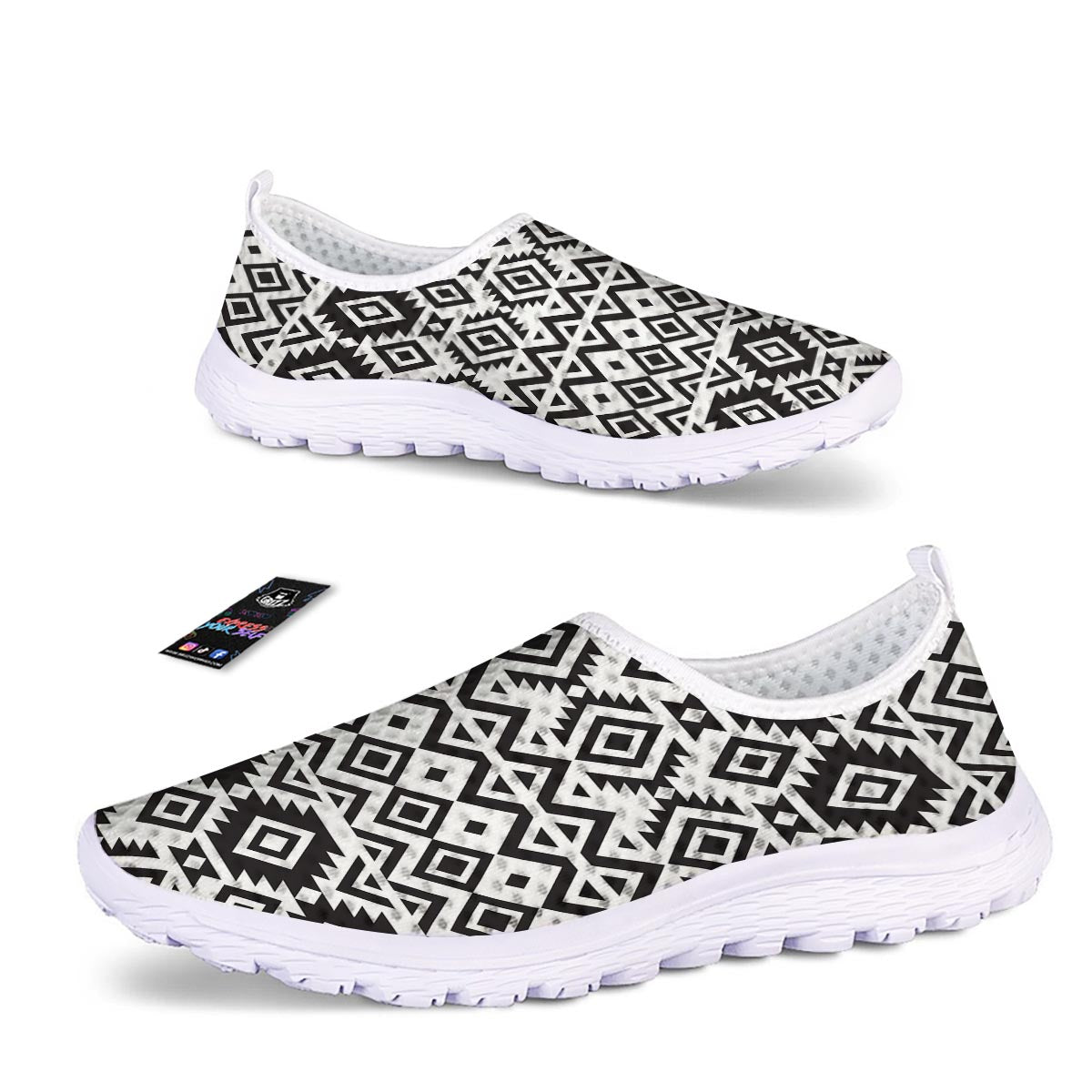 Geometric Tribal Aztec Print Pattern Nurse Shoes-grizzshop