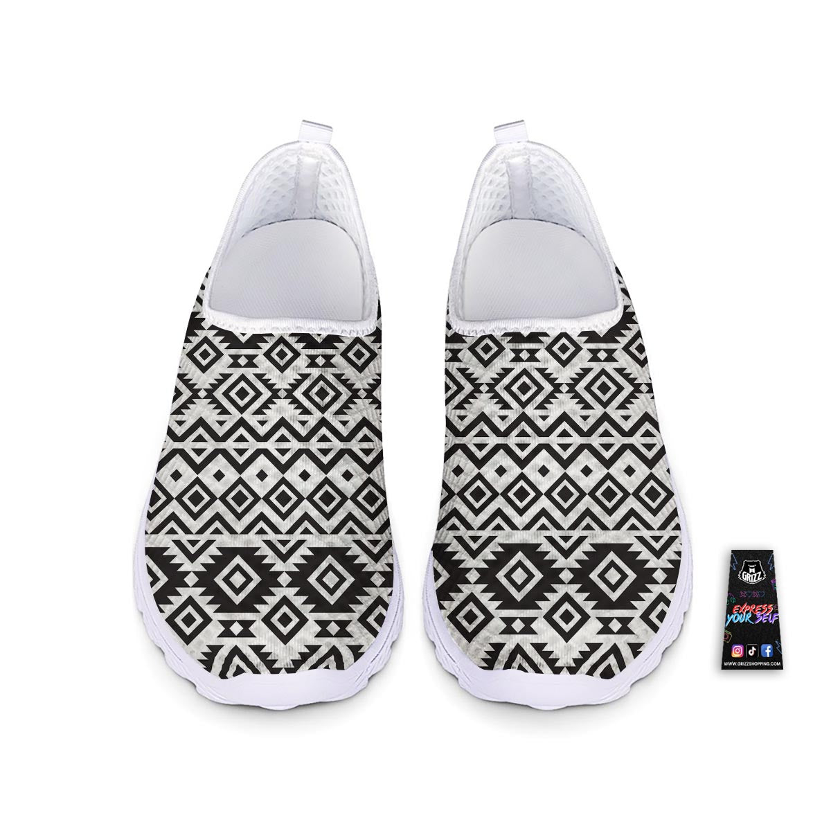 Geometric Tribal Aztec Print Pattern Nurse Shoes-grizzshop