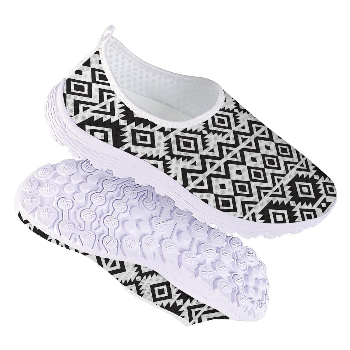 Geometric Tribal Aztec Print Pattern Nurse Shoes-grizzshop