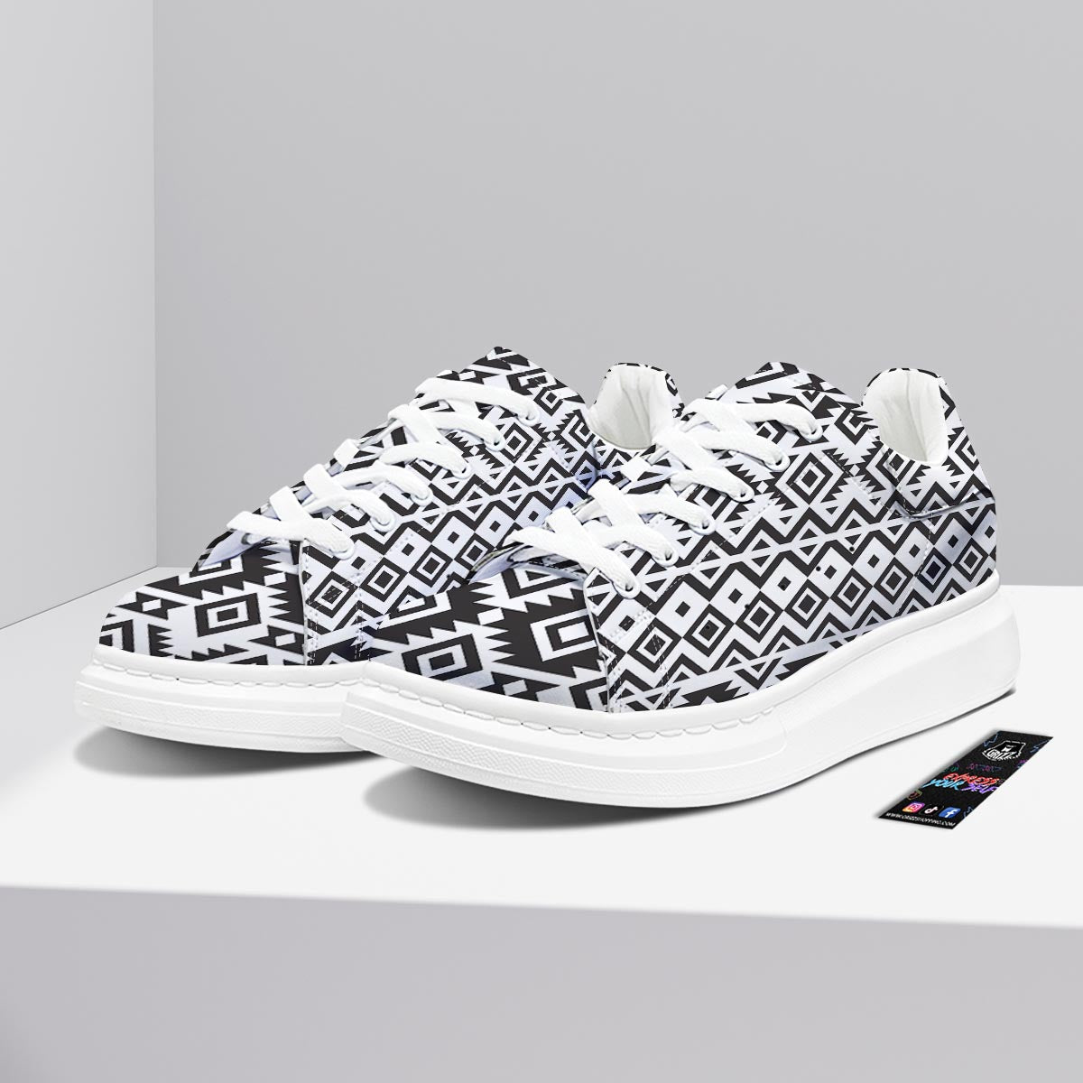 Geometric Tribal Aztec Print Pattern Platform Shoes-grizzshop