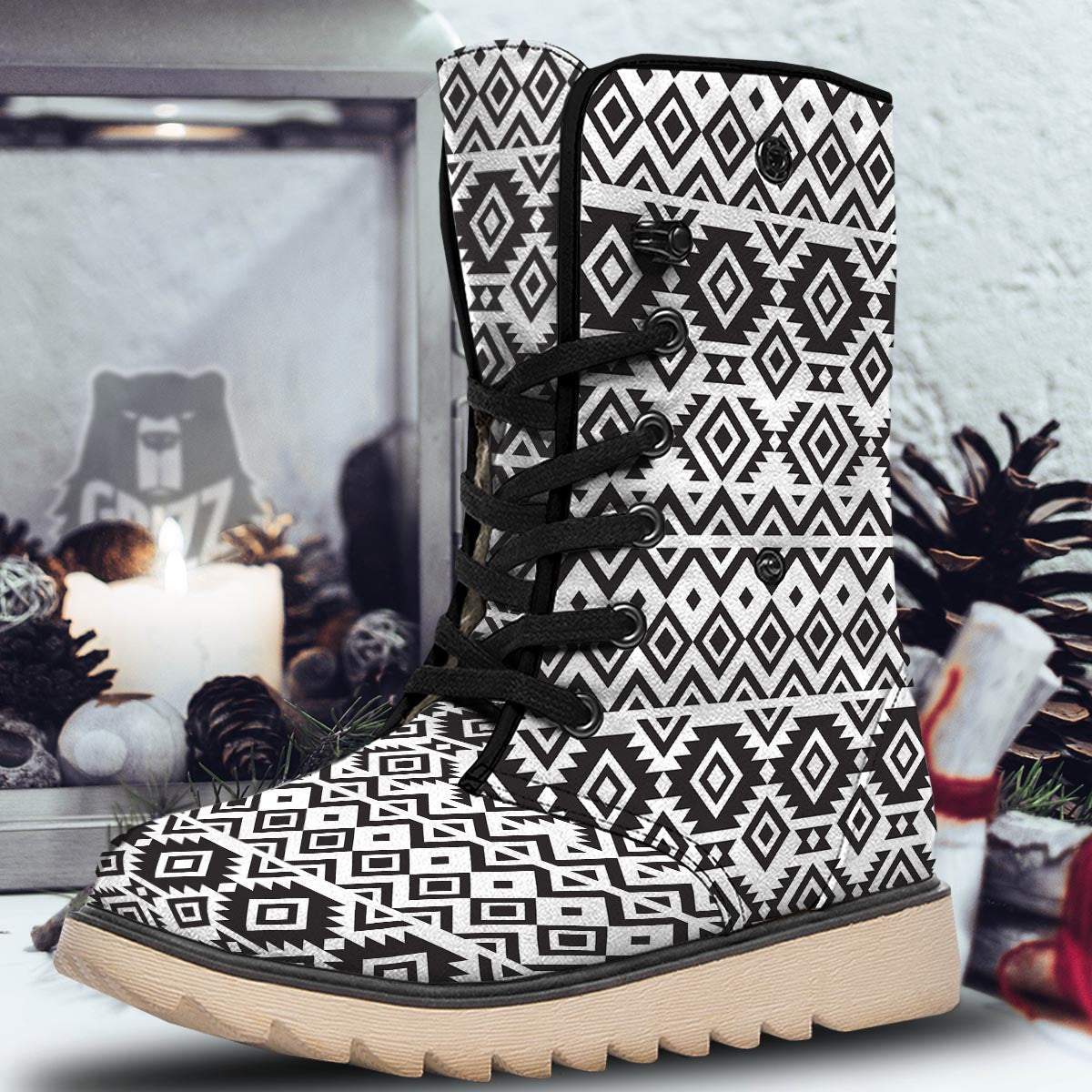 Geometric Tribal Aztec Print Pattern Snow Boots-grizzshop