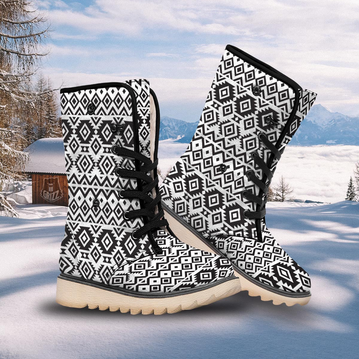 Geometric Tribal Aztec Print Pattern Snow Boots-grizzshop