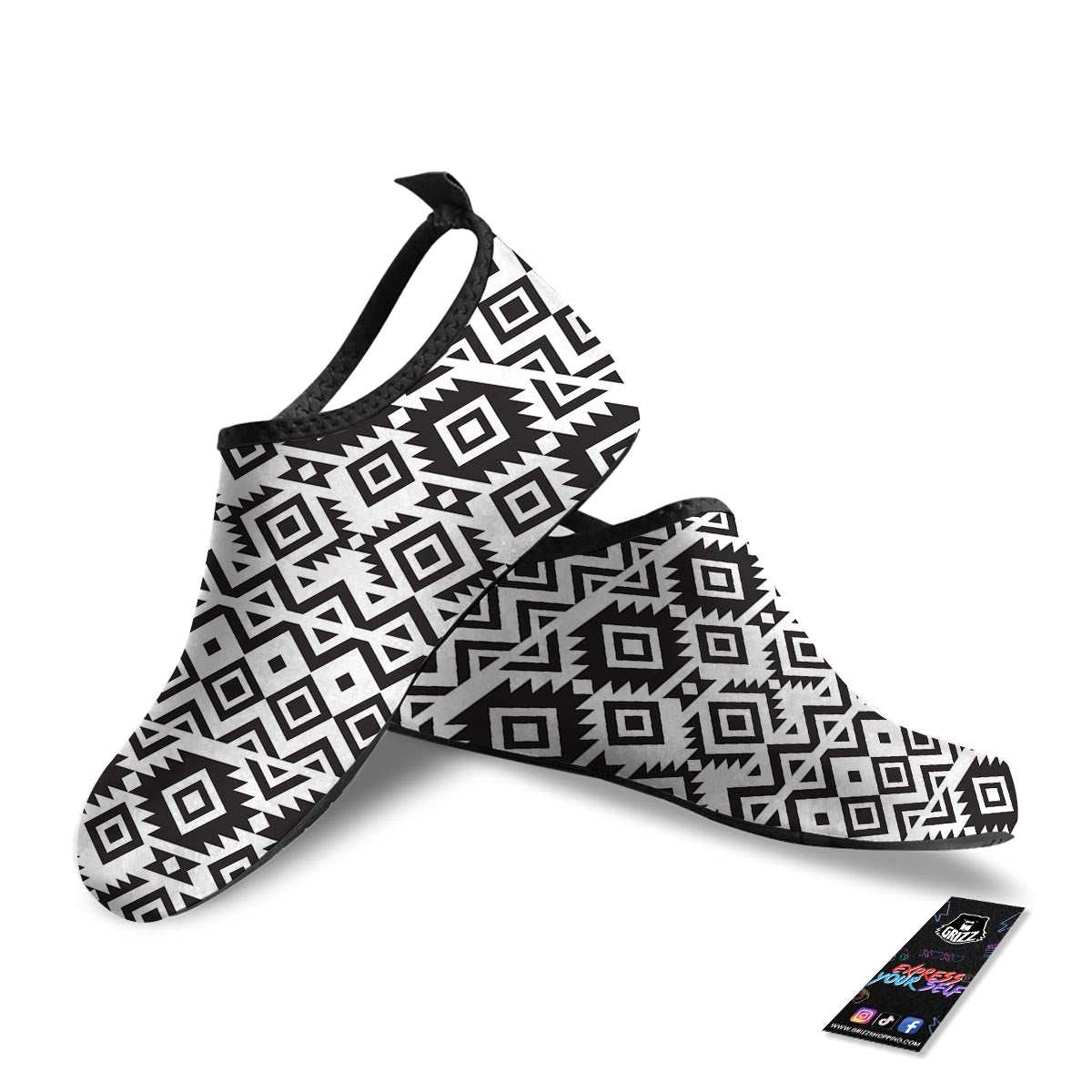 Geometric Tribal Aztec Print Pattern Water Shoes-grizzshop