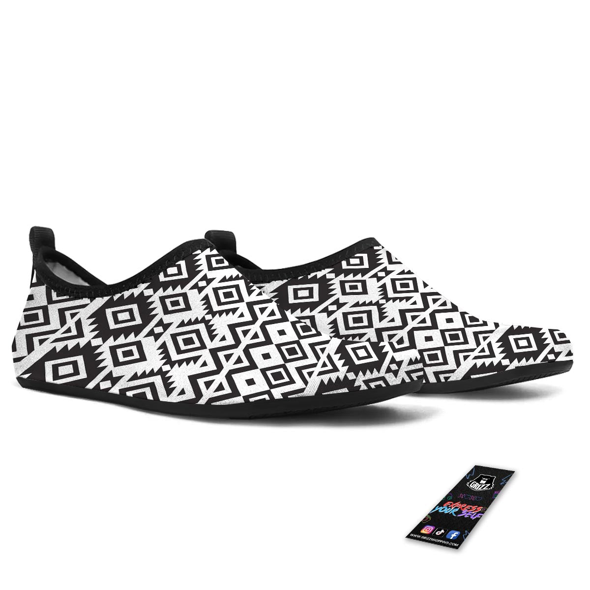 Geometric Tribal Aztec Print Pattern Water Shoes-grizzshop