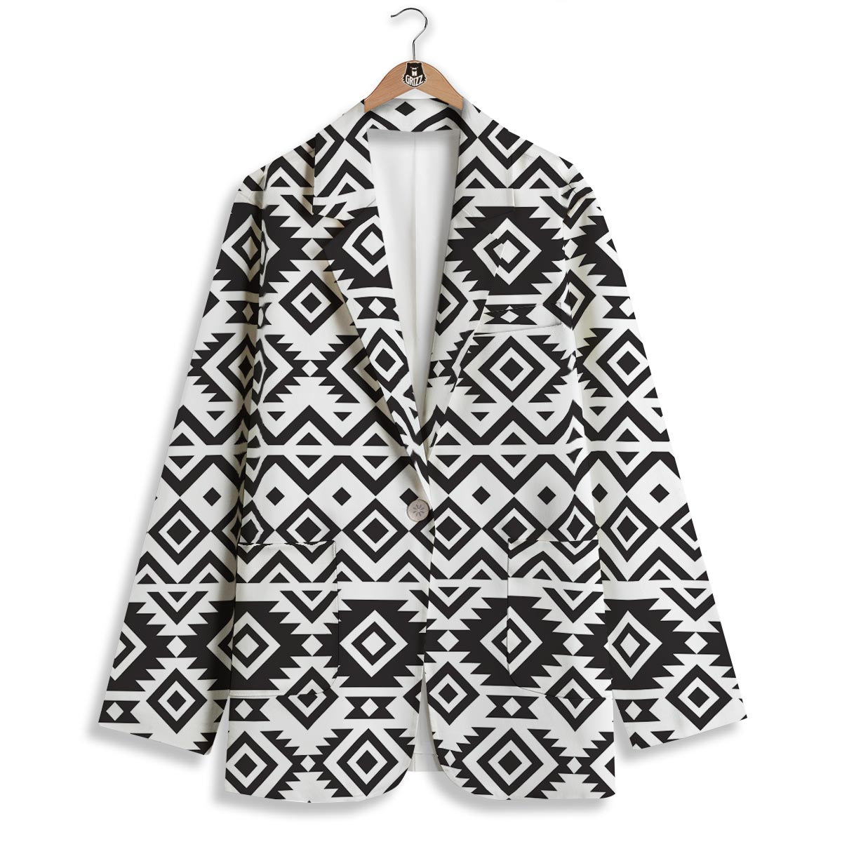Geometric Tribal Aztec Print Pattern Women's Blazer-grizzshop
