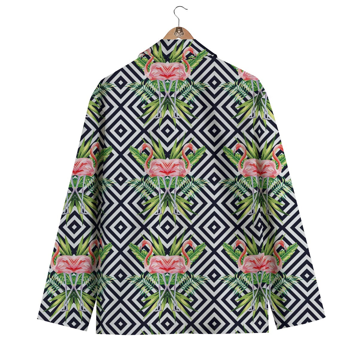 Geometric Tropical Flamingo Men's Blazer-grizzshop