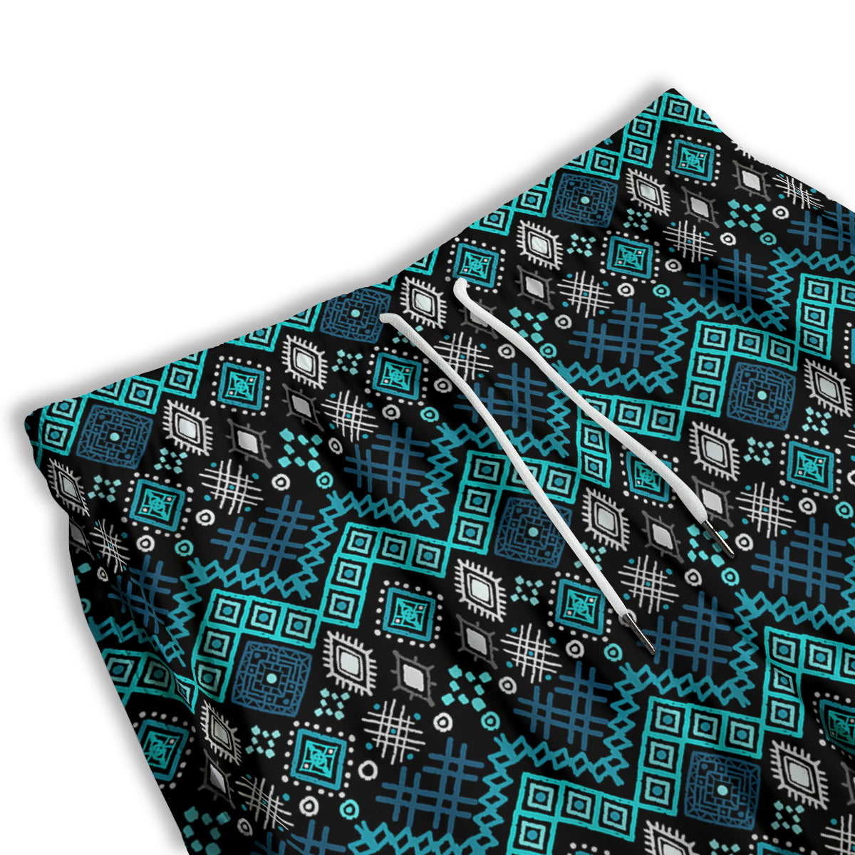 Geometric Turquoise Aztec Print Pattern Men's Athletic Shorts