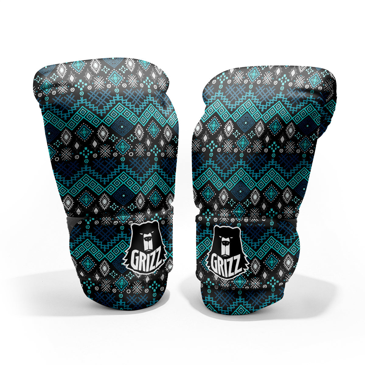 Geometric Turquoise Aztec Print Pattern Pro Boxing Glove