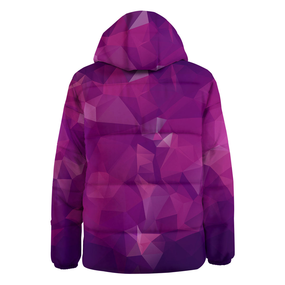 Geometric Violet Polygonal Print Down Jacket-grizzshop