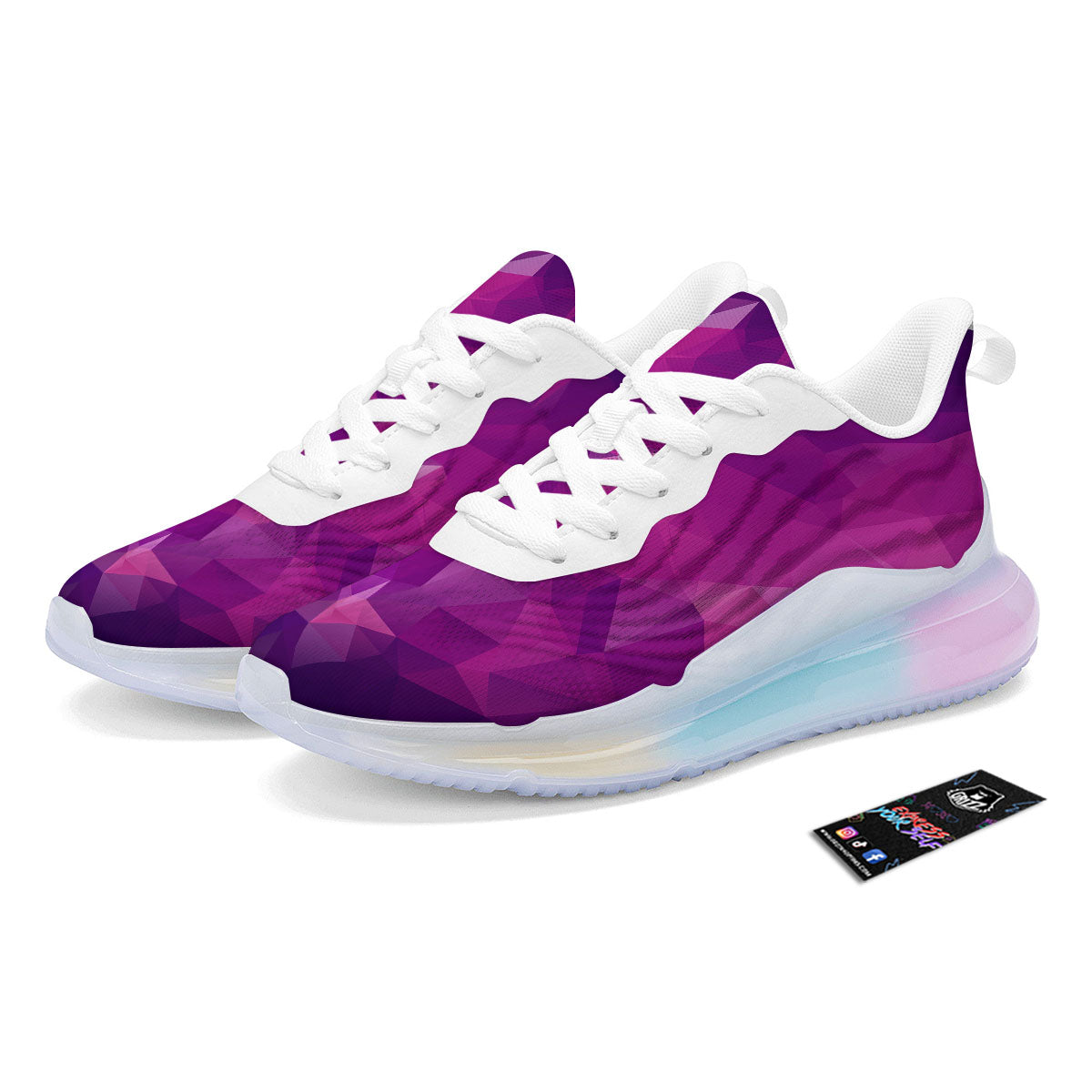 Geometric Violet Polygonal Print Running Sneakers-grizzshop