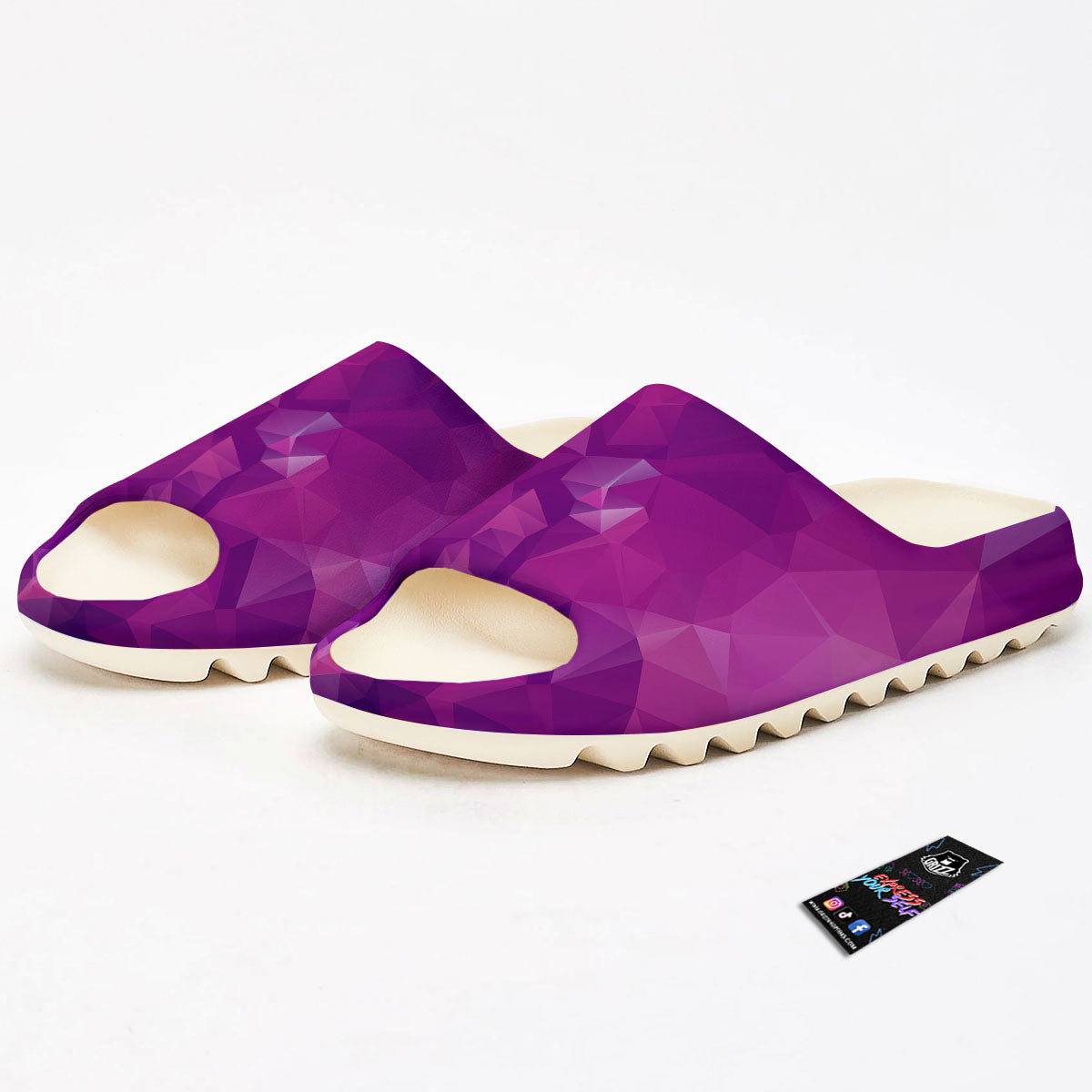 Geometric Violet Polygonal Print Sandals-grizzshop