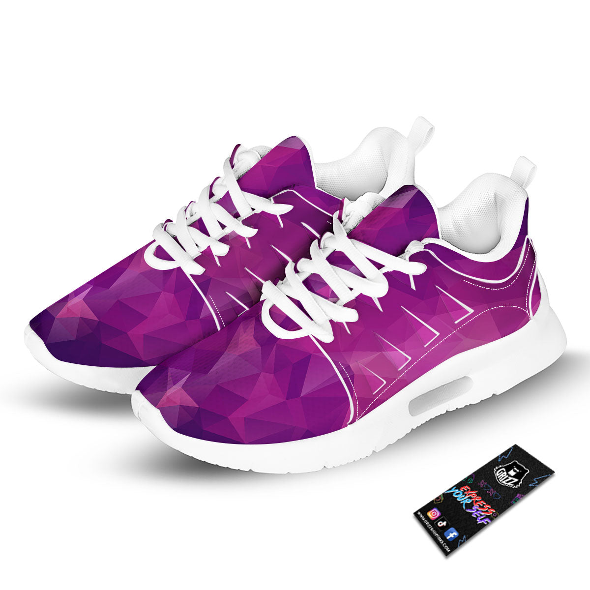 Geometric Violet Polygonal Print Tennis Shoes-grizzshop