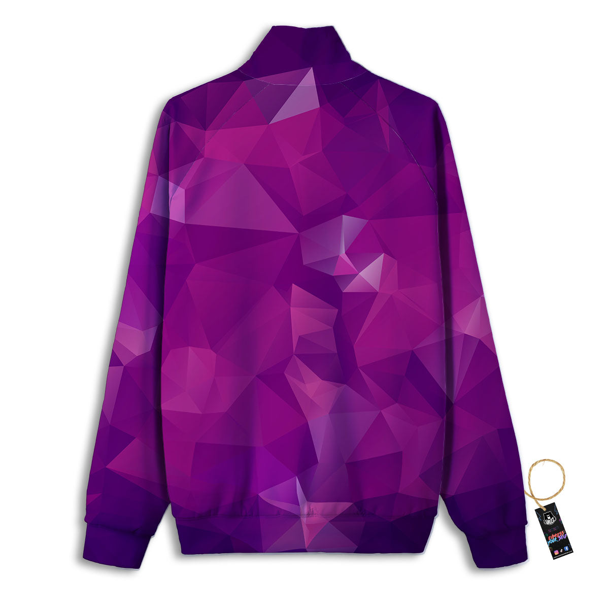 Geometric Violet Polygonal Print Track Jacket-grizzshop