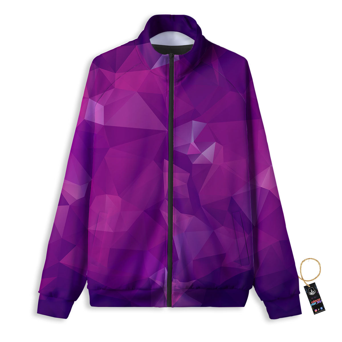 Geometric Violet Polygonal Print Track Jacket-grizzshop