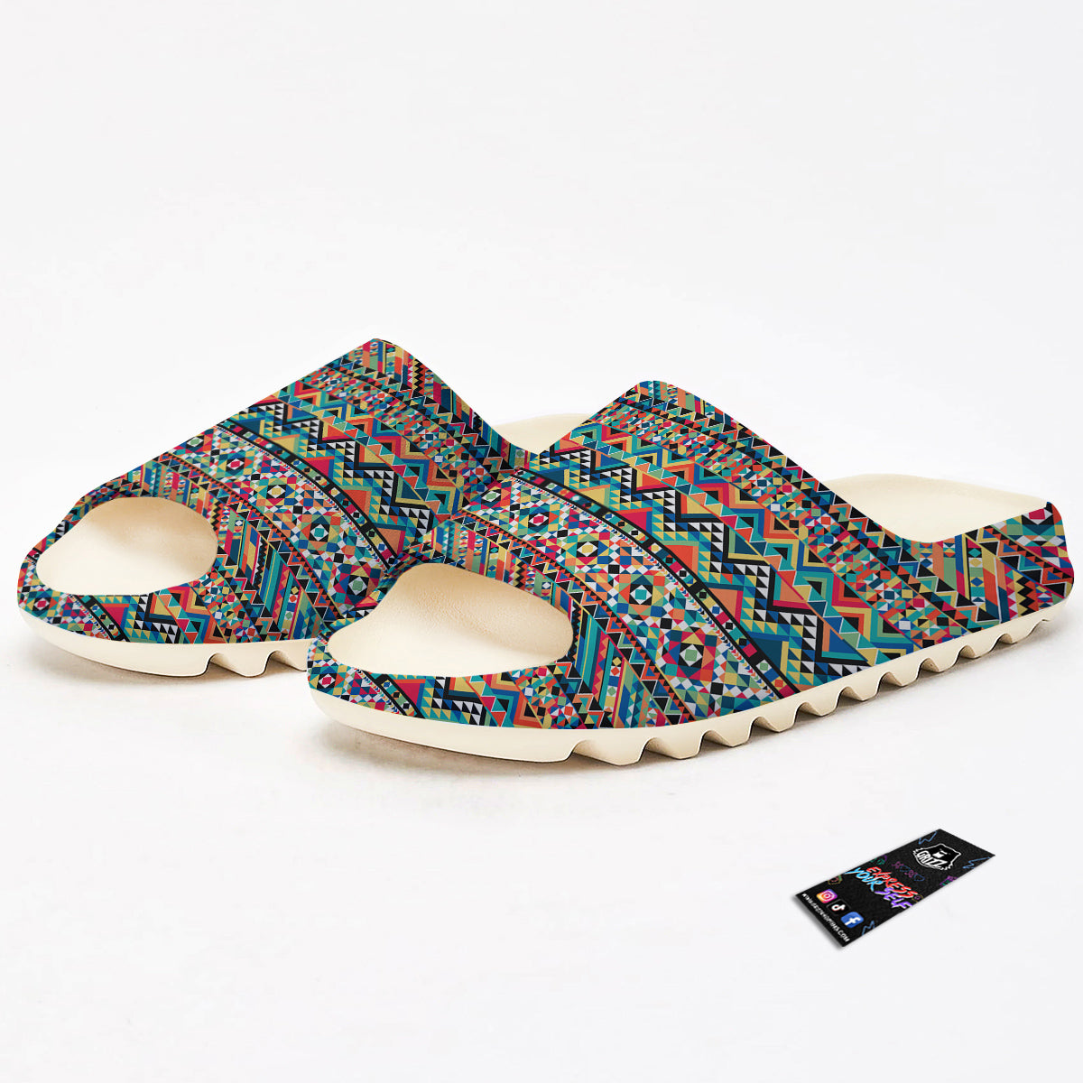 Geometric Aztec Colorful Print Pattern Sandals-grizzshop
