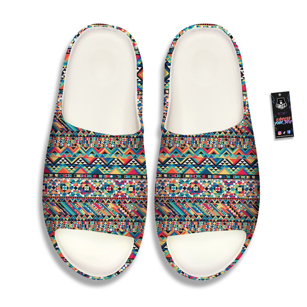 Geometric Aztec Colorful Print Pattern Sandals-grizzshop