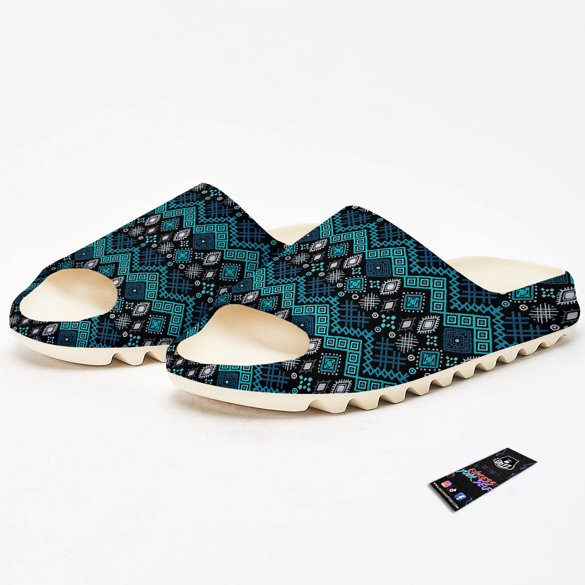 Geometric Turquoise Aztec Print Pattern Sandals-grizzshop