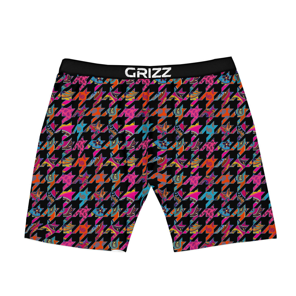 Geometrical Houndstooth And Paisley Print Pattern Boxer Briefs-grizzshop