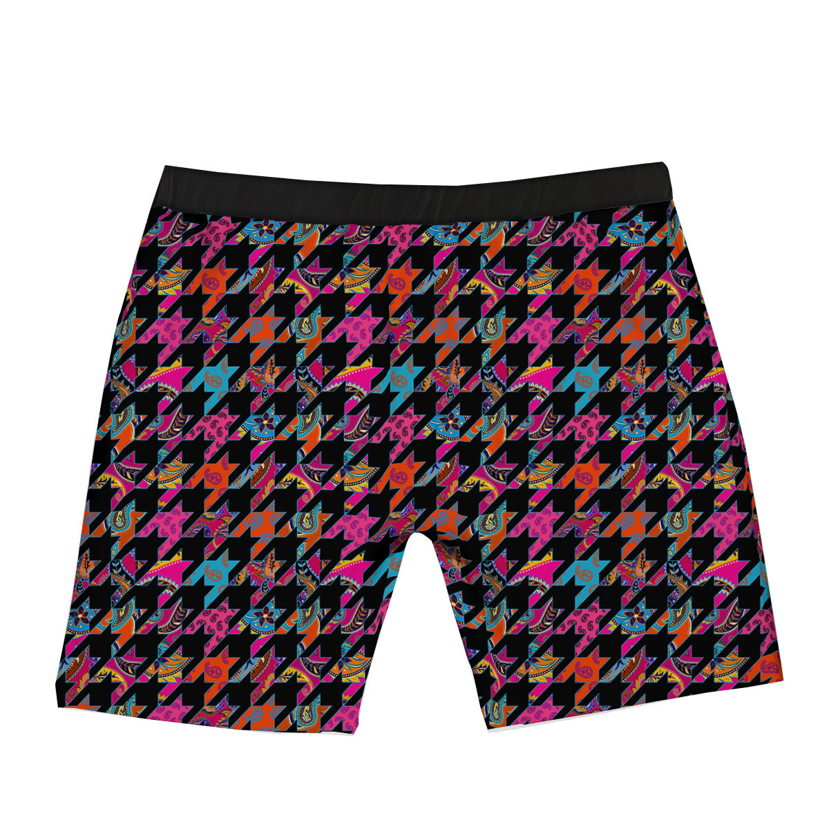 Geometrical Houndstooth And Paisley Print Pattern Boxer Briefs-grizzshop